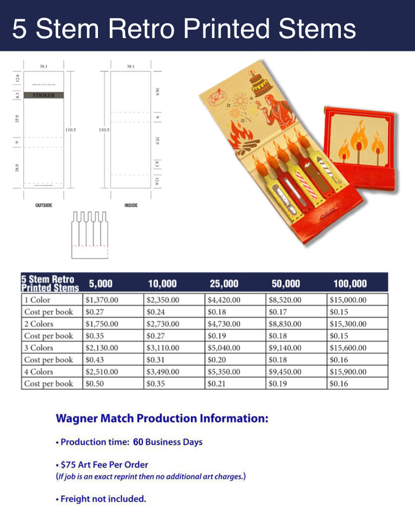 Retro Matchbook 5-Stem - pricing