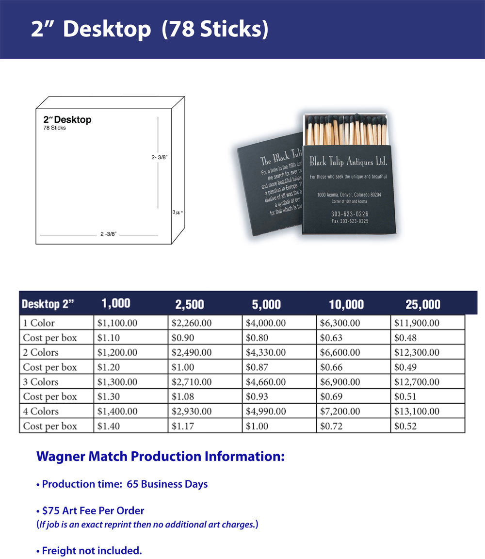 Desktop Matchbox – Two Inch - pricing