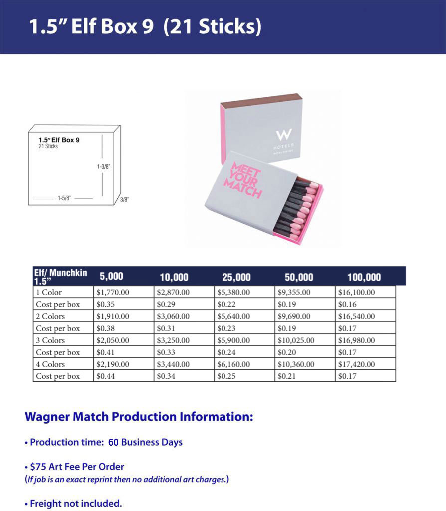 Elf/ Box 9 - One and a Half Inch - pricing