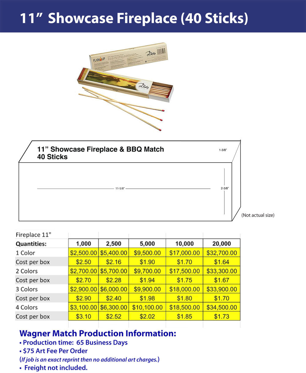 Fireplace & B.B.Q. Match Box – Eleven Inch _ pricing