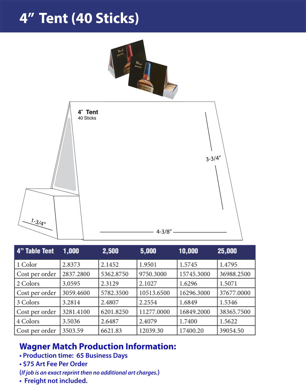 Table Tent - Four Inch - Pricing