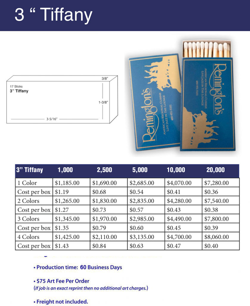 Tiffany Match Box – Three Inch - Pricing